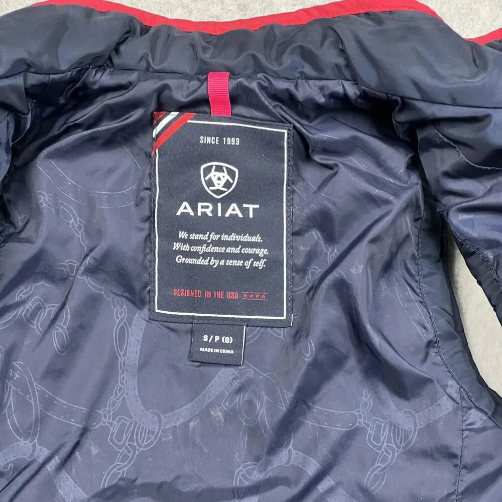 Ariat Girls 8 Navy Quilted Insulated Vest Western Equestrian Ranch Outdoor